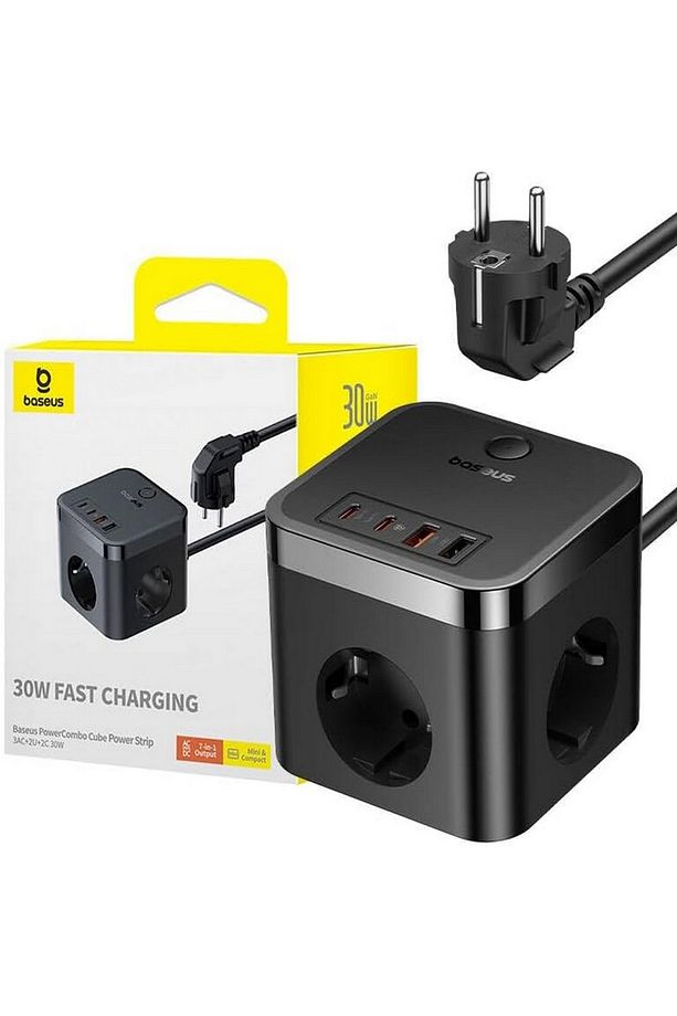 Power Combo Cube 3AC+2U+2C 30W Şarj Cihazı 1.5 Metre, Siyah - 2