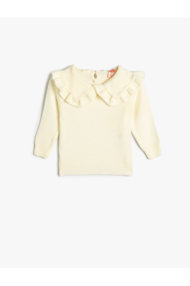 Basic Sweater Baby Collar Ruffle Detailed
