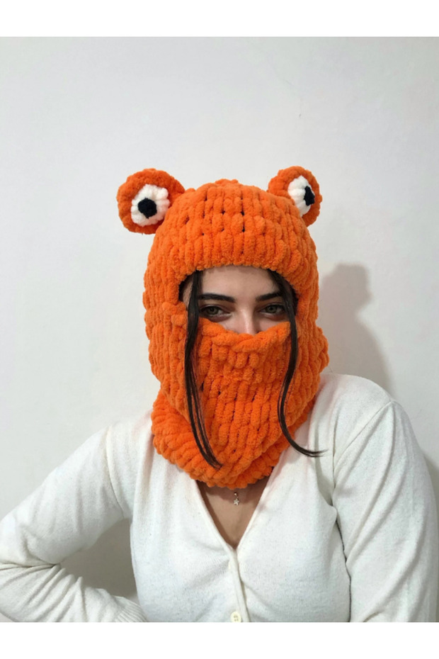 Adult/Baby/Kids Bear with Frog Ears Puffy Beanie Hat Ski Snowboard Snow Mask Balaklava