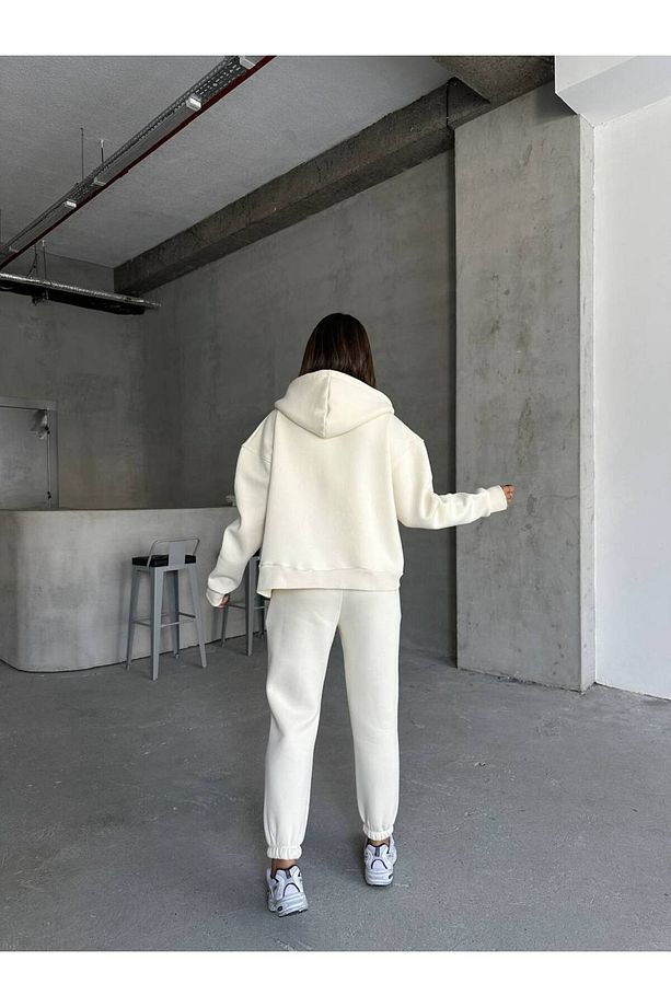 Kadın Kapüşonlu Oversize Alt Üst Eşofman Takımı - 6