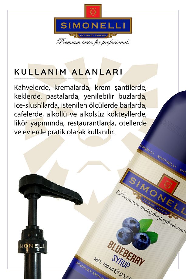 Kahve Ve Kokteyl Şurubu Yaban Mersini Aromalı 700 ml Pompa Hediyeli - 4