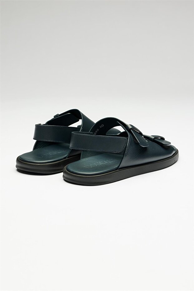 Siyah Deri Sandalet - 5