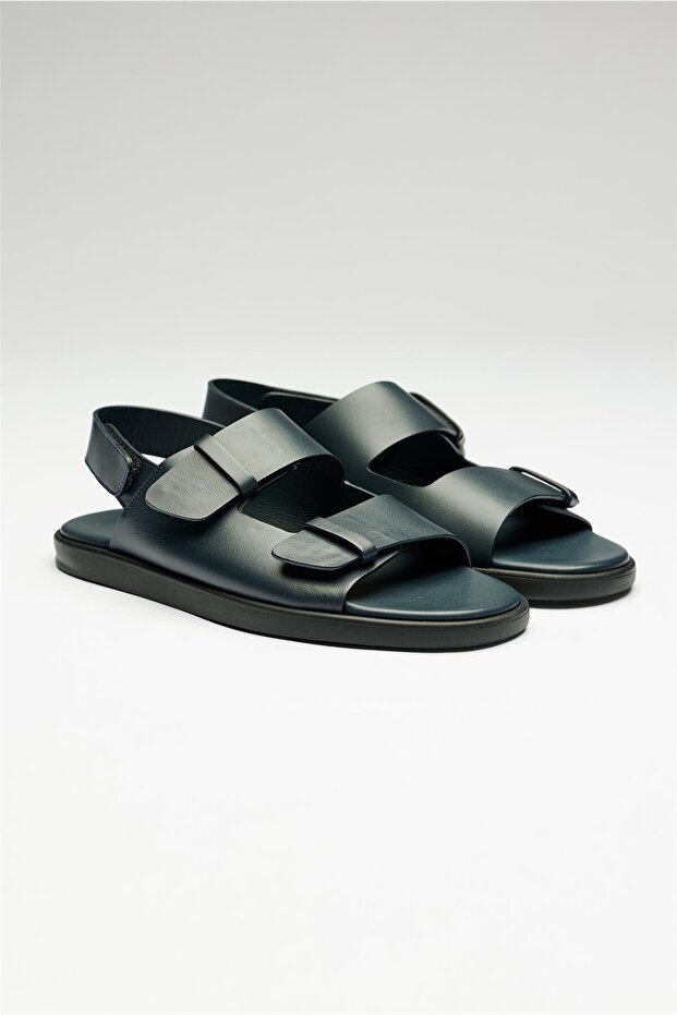 Siyah Deri Sandalet - 4