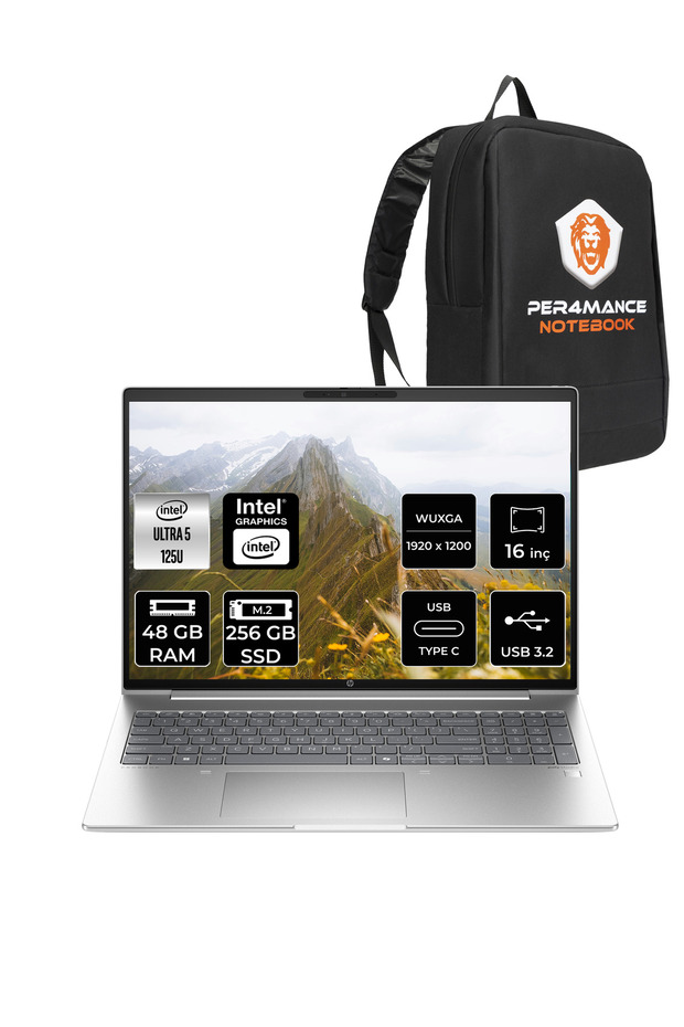 ProBook 460 G11 İntel Core Ultra 5 125U 48GB 256GB SSD 16'' WUXGA FDOS 9Y7S7ET & PER4 ÇANTA - 1