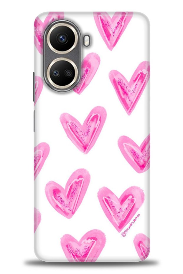 Realme C55 Case Hd Printed Case - Pink Hearts + Full Screen Protector
