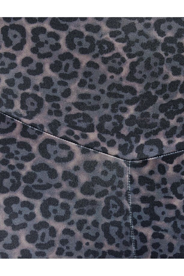 İspanyol Paça Spor Tayt Leopar Desenli Slim Fit Yumuşak Tuşe Yüksek Bel - 6