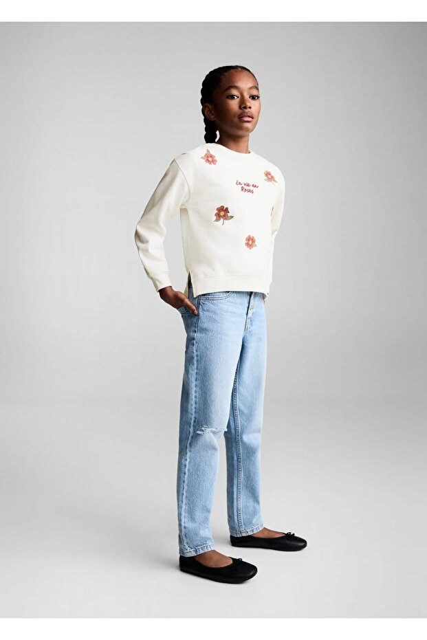 Çiçek işlemeli sweatshirt - 2