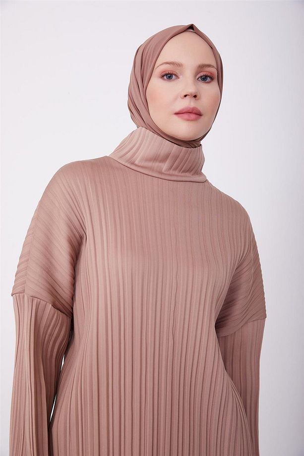 Pliseli Örme Kumaşlı Bluz 23k3217 Latte - 3