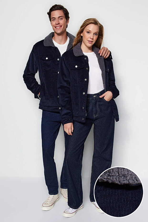 Unisex zimní bunda Navy Blue Velvet Regular Fit - TMNAW24MO00018 - 1