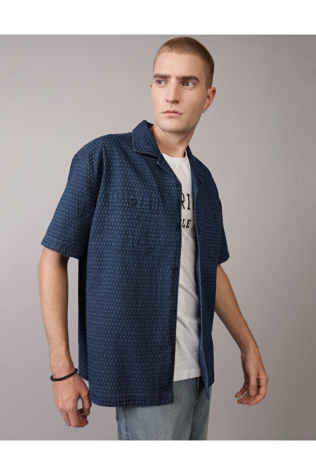 Ae Button-Up Poolside Shirt Ice Blue U-2154-6331