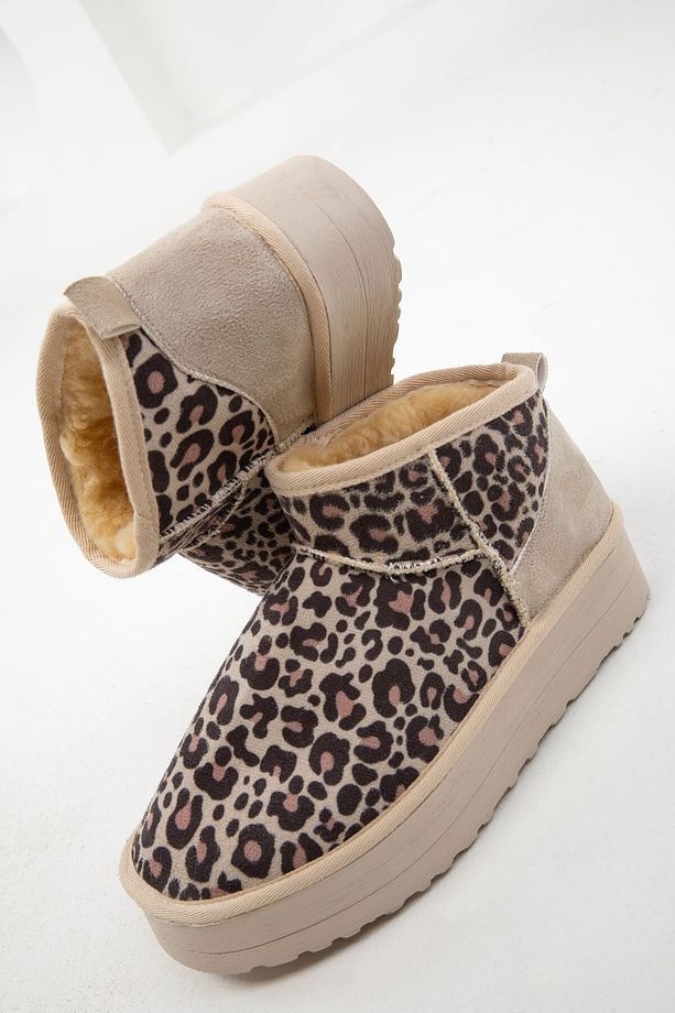 Bej Leopar Kadın Bot & Bootie 20026 - 3