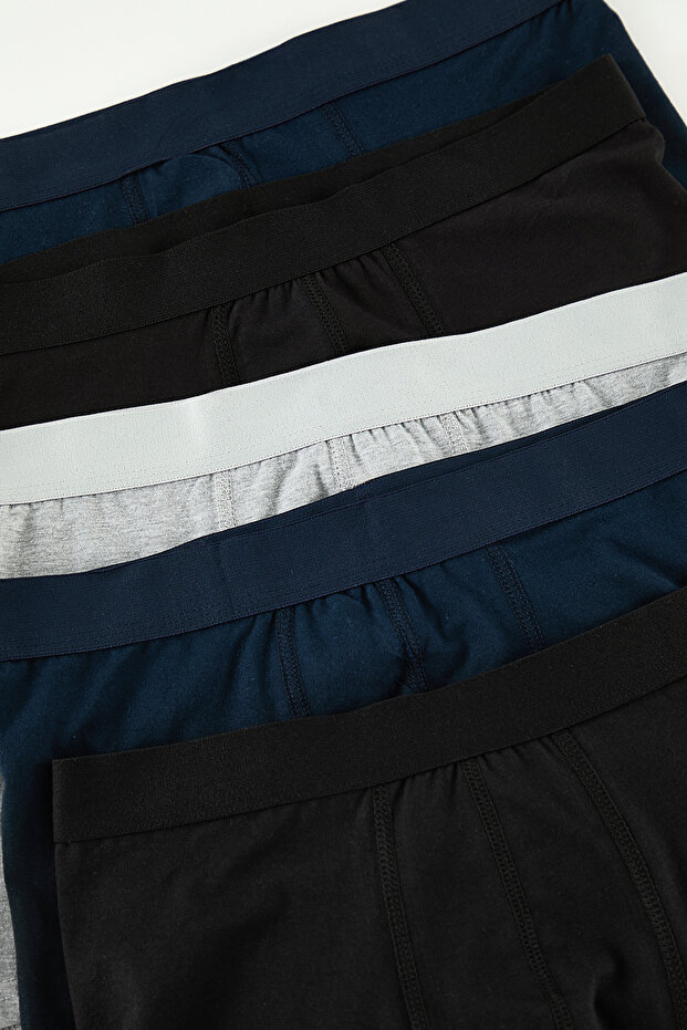 Lacivert-Siyah-Gri Basic 5'li Paket Pamuklu Boxer TMNAW21BX0018 - 3