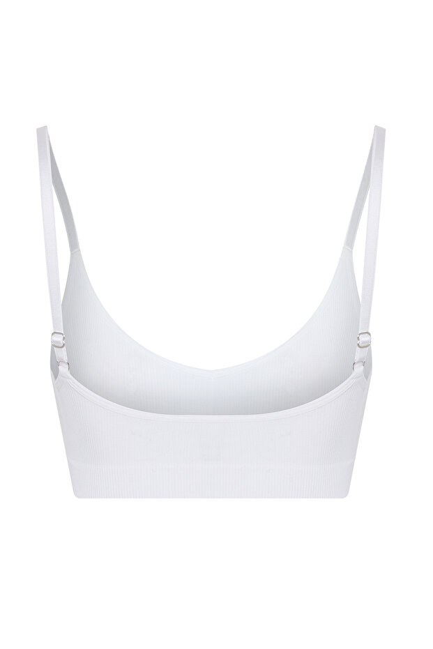 Ekru Seamless/Dikişsiz İp Askılı Balensiz Kapsız Bralette Örme Sütyen THMAW22SU0030 - 10
