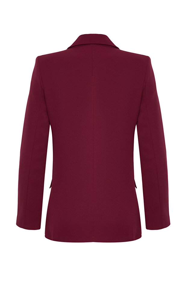 Bordo Regular Astarlı Dokuma Blazer Ceket TWOSS21CE0137 - 9