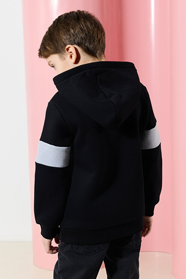 Siyah Erkek Çocuk Baskılı Örme Mini Me Sweatshirt TKDAW25SW00082 - 3