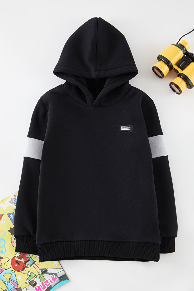 Siyah Erkek Çocuk Baskılı Örme Mini Me Sweatshirt TKDAW25SW00082 - 4