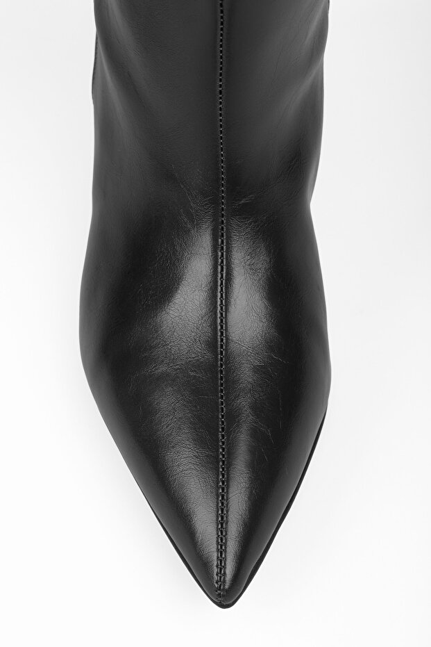 Γυναικείες μπότες Blaze Black Skin με κοντό μυτερό τακούνι - 5