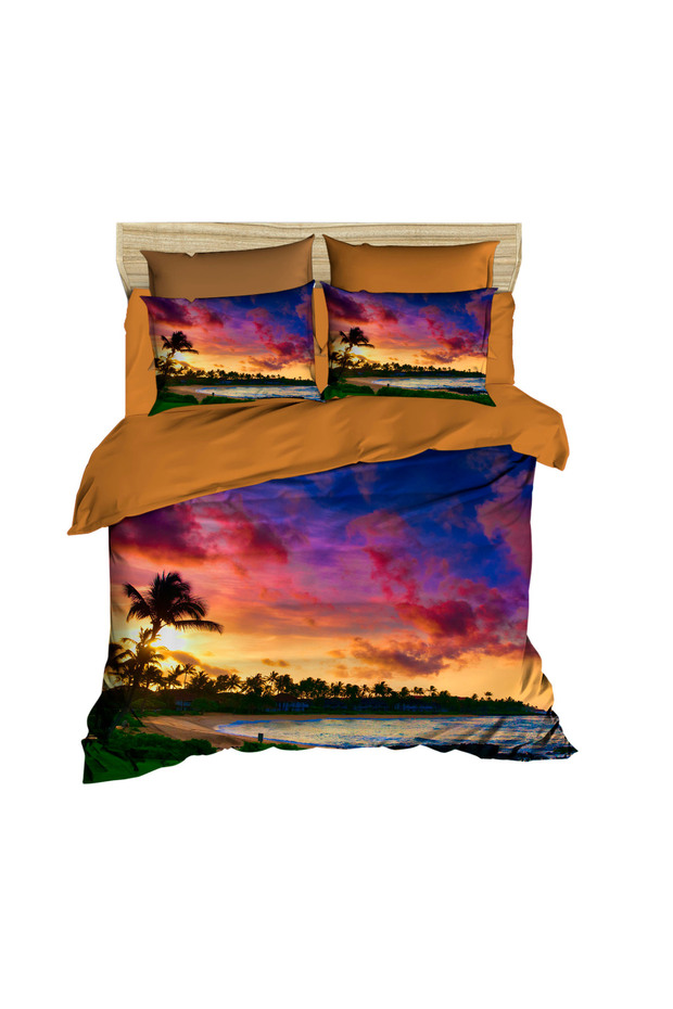 Seaview Seaside 3D Double Duvet Cover Pillow Set