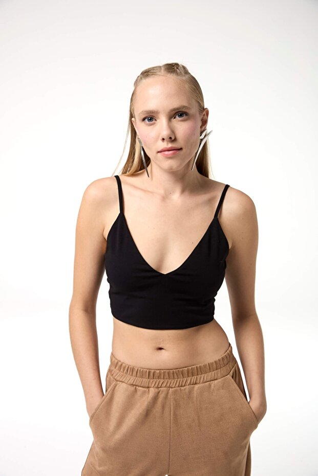 İnce Askılı V Yaka Basic Bralet - 1