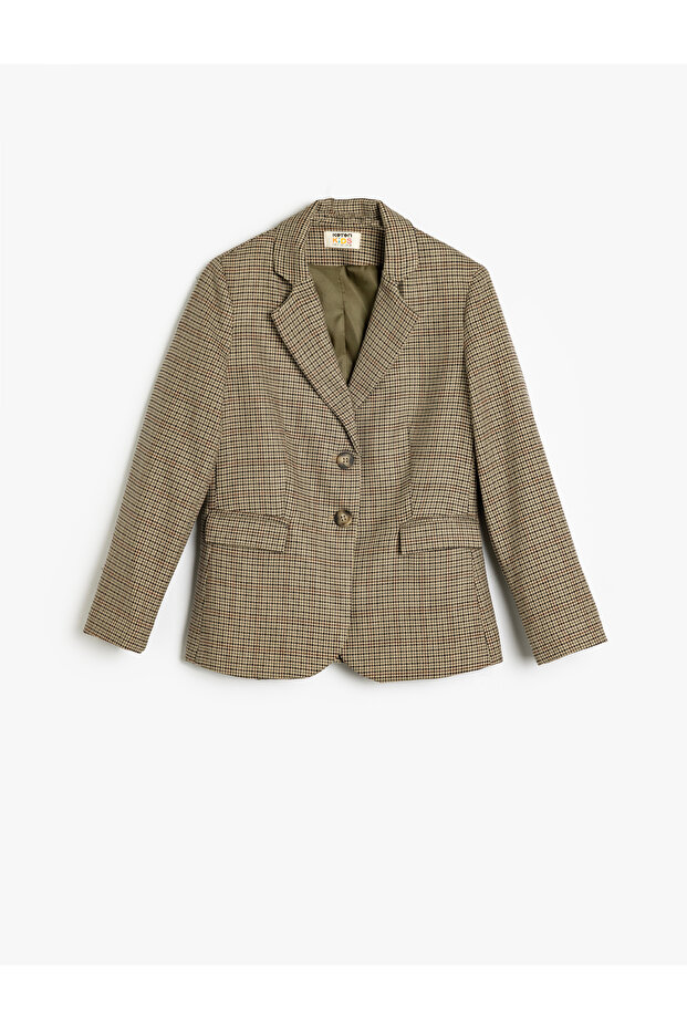 Double Breasted Blazer Jacket Long Sleeve Pocket Detail Viscose Blend