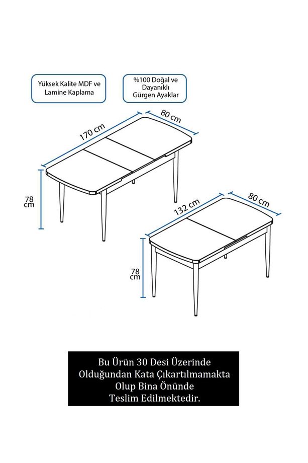 Canisa Rio Serisi 1.sınıf Mdf Açılabilir Mutfak Masası,yemek Masası-barok Ahşap Desen - 3