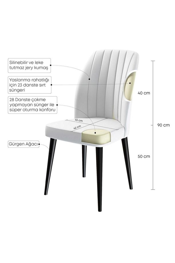 Rio Serisi Zebra Bench'li Siyah Mermer Desenli Mdf Mutfak Masası 4 Siyah Sandalye - 6