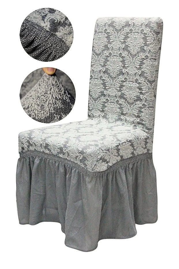 1 Piece Ottoman Pattern Jacquard Fabric Luskin Chair Cover. Skirted, Elastic, Washable, Lycra