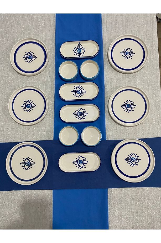 Göz desen lüx kahvaltı seti 14 parça 6 kişilik - 1