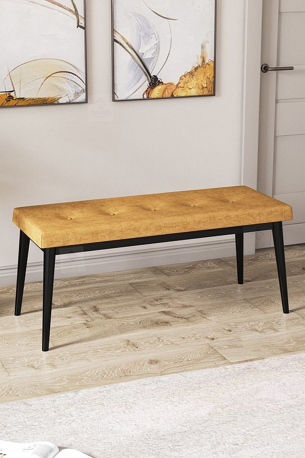 Pera Serisi Bench , Geniş Oturma Alanlı , 1. Sınıf Kumaş , Cappucino Bench , Siyah Gürgen Ayak - 1