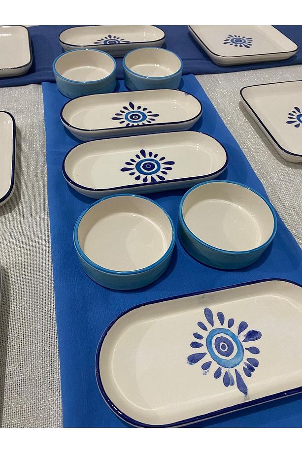 Bohem desen lüx kare kahvaltı seti 14 parça 6 kişilik - 5