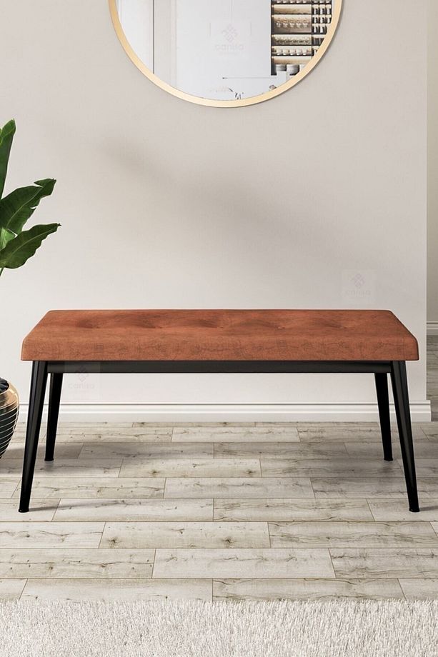 Via Serisi Açılabilir Mutfak Masası Takımı Siyah Mermer Desen Masa 4 Kiremit Sandalye 1 Bench - 5