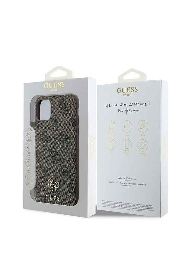 iPhone 11 Uyumlu Kılıf Guess  Lisanslı Magsafe Şarj Özellikli Small 4G Classic Kahverengi - 5