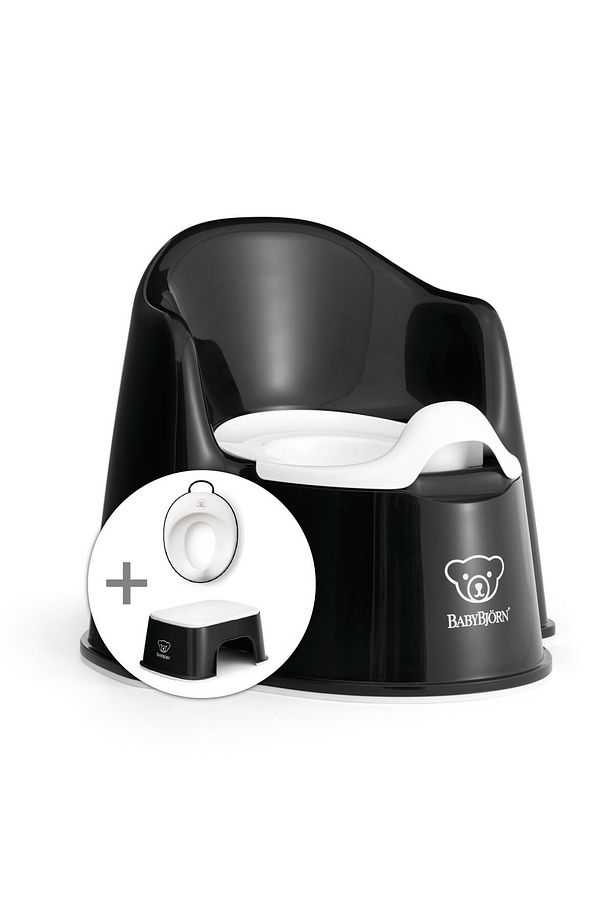 Koltuk Oturak & Klozet Adaptörü & Banyo Basamağı Tuvalet Eğitimi Seti / Black White - 1