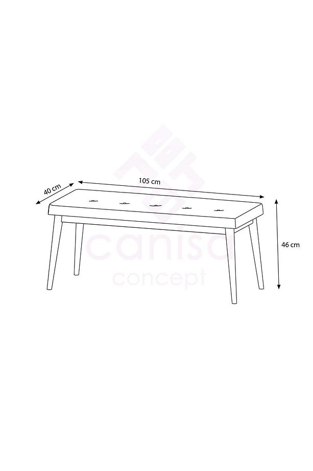 Pera Serisi Bench , Geniş Oturma Alanlı , 1. Sınıf Kumaş , Siyah Bench , Siyah Gürgen Ayak - 4