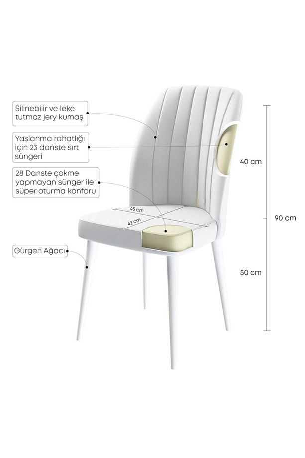 Rio Serisi Bench'li Beyaz Mermer Desenli Mdf Mutfak Masası 4 Zebra Sandalye - 6