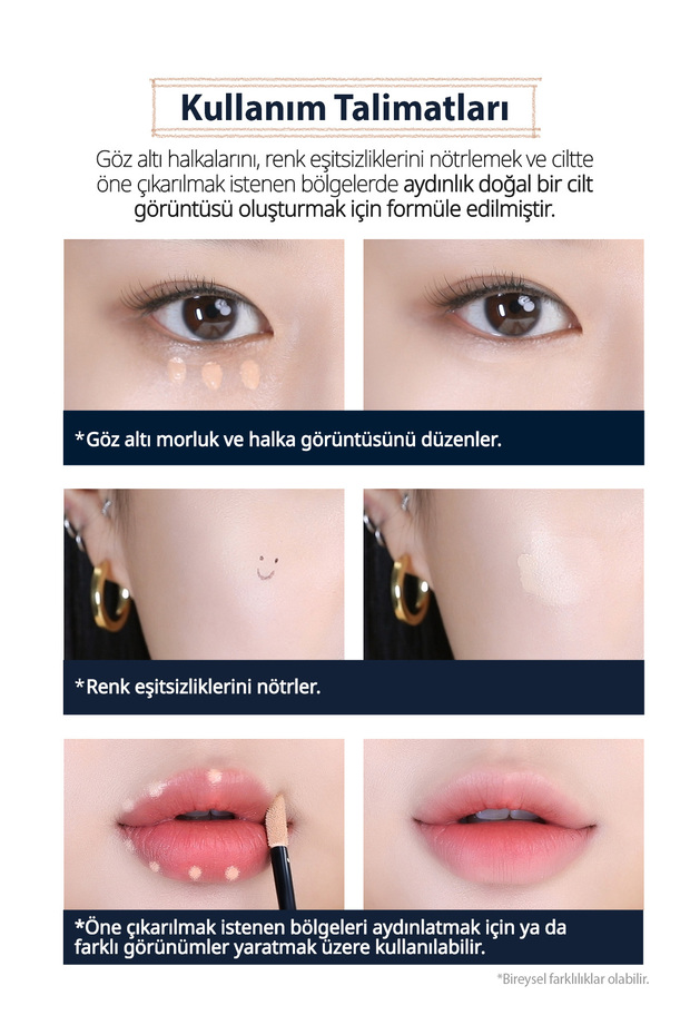 Hafif Yapılı Gün Boyu Yüksek Kapatıcı PERIPERA Double Longwear Cover Concealer (#01 Pure Ivory) - 3