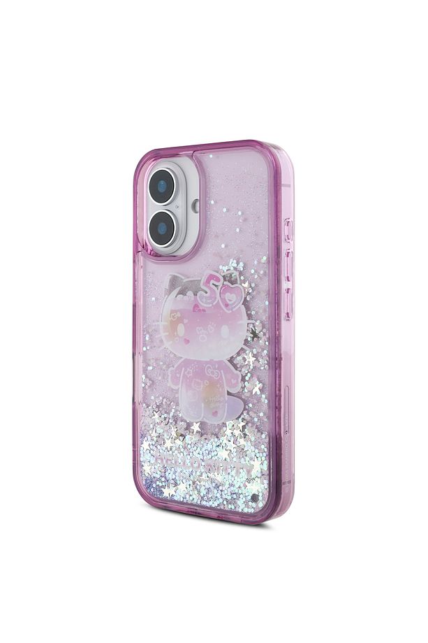 iPhone 16 Uyumlu Kılıf Hello Kitty  Lisanslı Sıvılı Simli 50. Yıldönümü Partisi Kapak Mor - 2