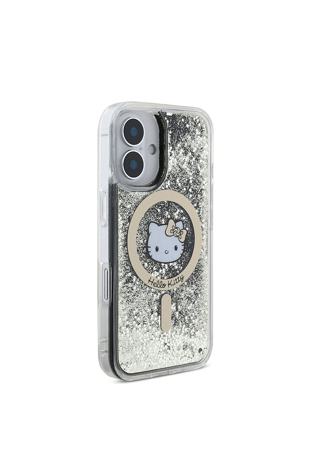 iPhone 16 Uyumlu Kılıf Hello Kitty Lisanslı Magsafe Özellikli IML Baskı Kitty Head Logolu Sıvı Simli - 3