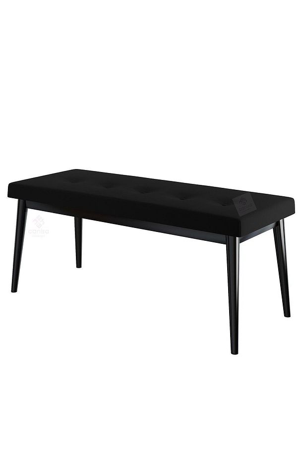 Pera Serisi Bench , Geniş Oturma Alanlı , 1. Sınıf Kumaş , Siyah Bench , Siyah Gürgen Ayak - 3