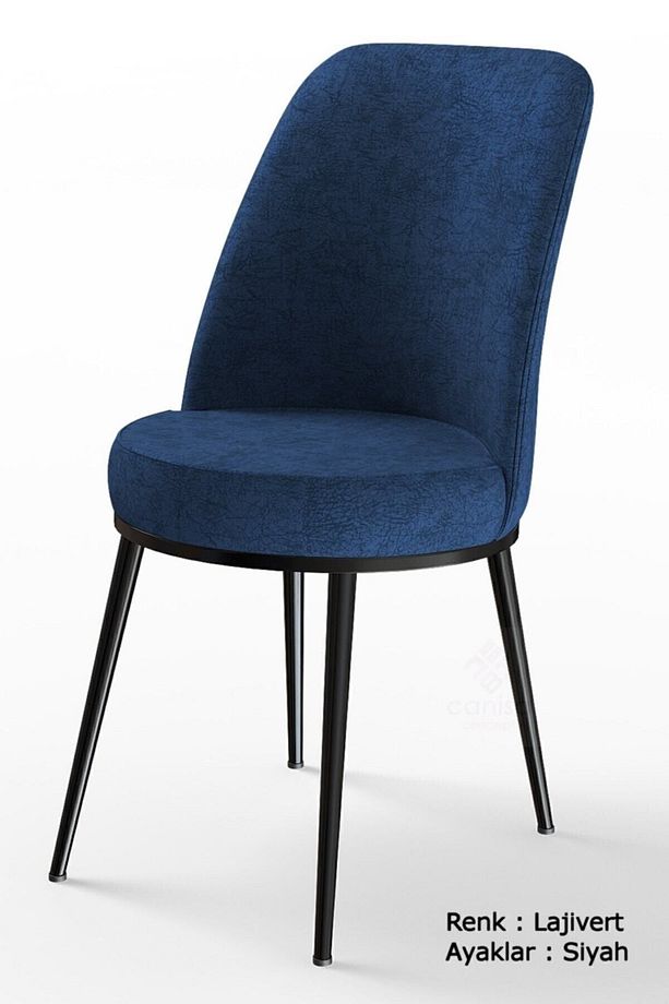 Via Serisi Açılabilir Mutfak Masası Takımı Siyah Mermer Desen Masa 4 Lacivert Sandalye 1 Bench - 6