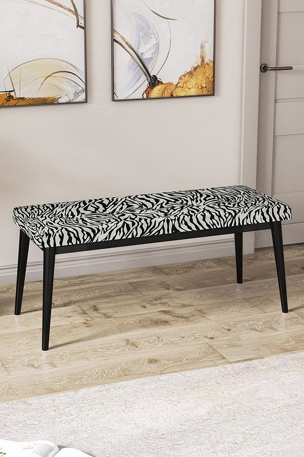 Pera Serisi Bench , Geniş Oturma Alanlı , 1. Sınıf Kumaş , Kahve Bench , Siyah Gürgen Ayak - 1