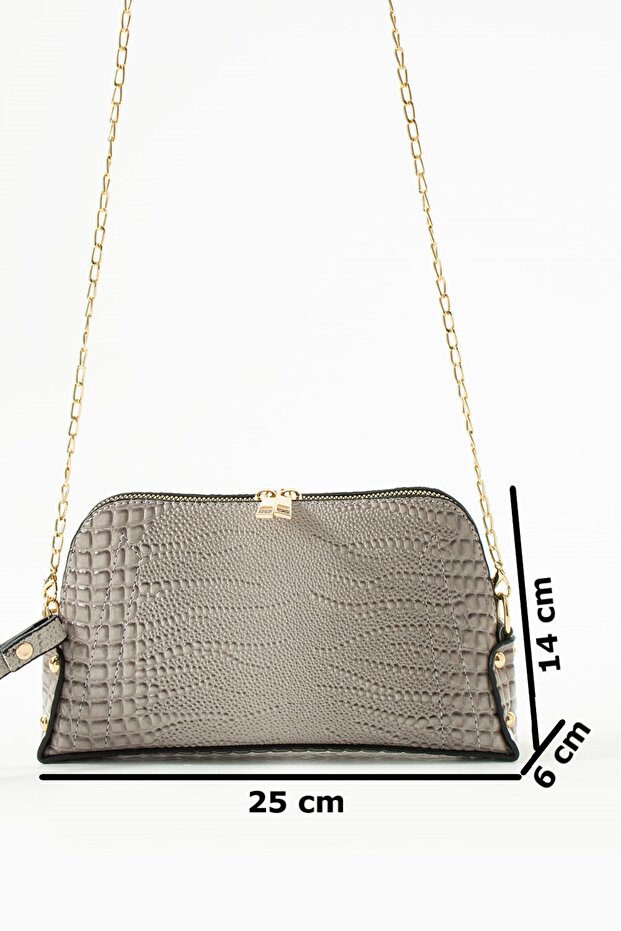 Handbag and Shoulder Chain Cross Strap Bag with Iguana Pattern - 8