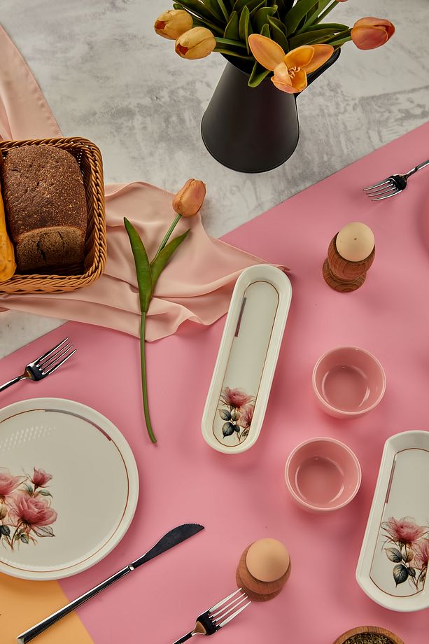 14 Parça 6 Kişilik Stackable Elegance Premium Kahvaltı Takımı Kahvaltılık,kahvaltı Seti Sunum Tabağı - 7