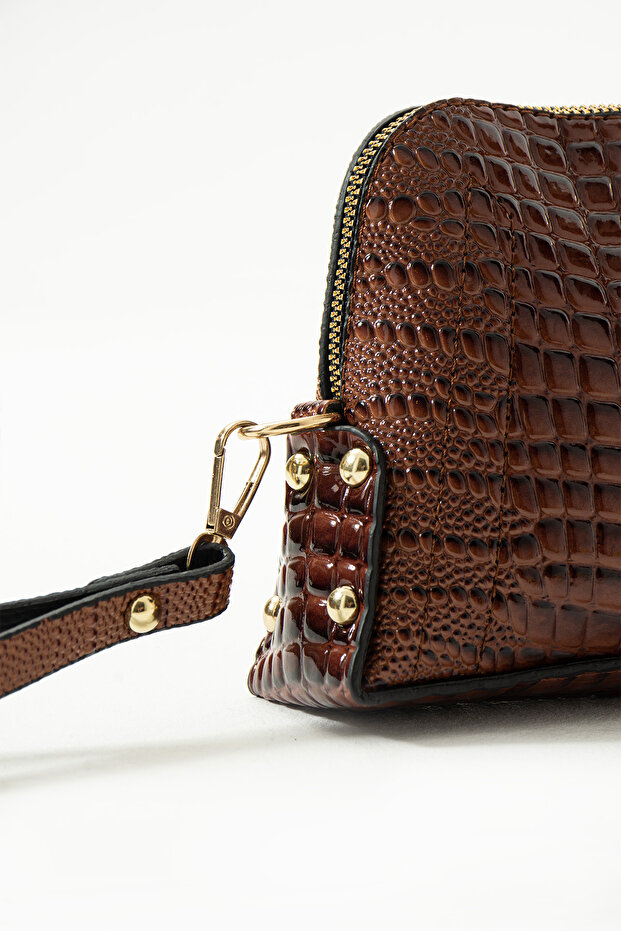 Handbag and Shoulder Chain Cross Strap Bag with Iguana Pattern - 6