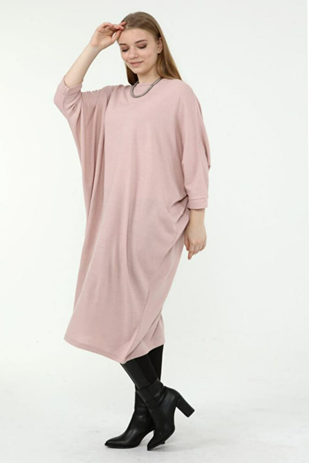 Women's Hijab Crew Neck Bat Sleeve Knitted Dress Tunic