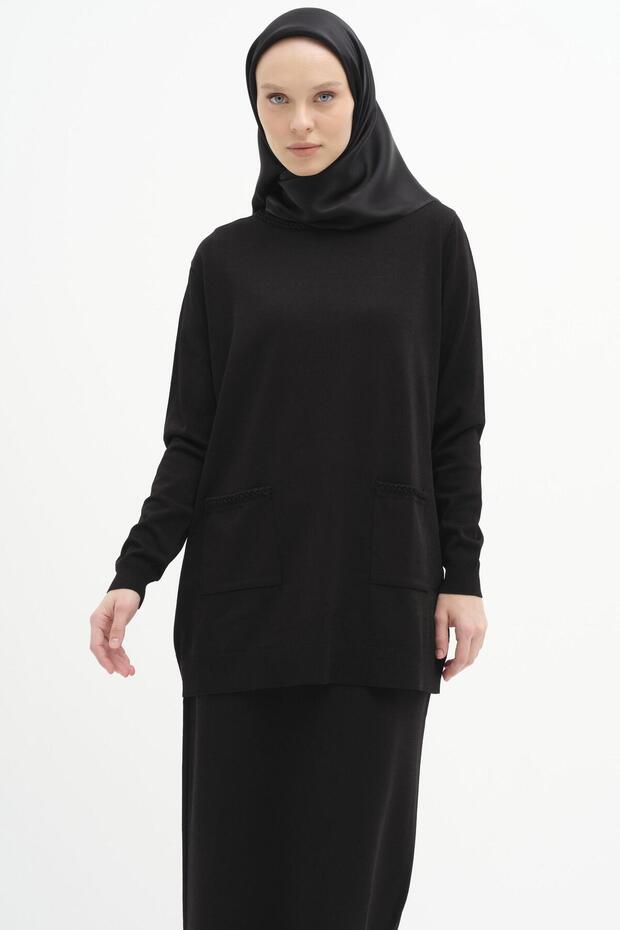Cepli Triko Tunik - Siyah - 3
