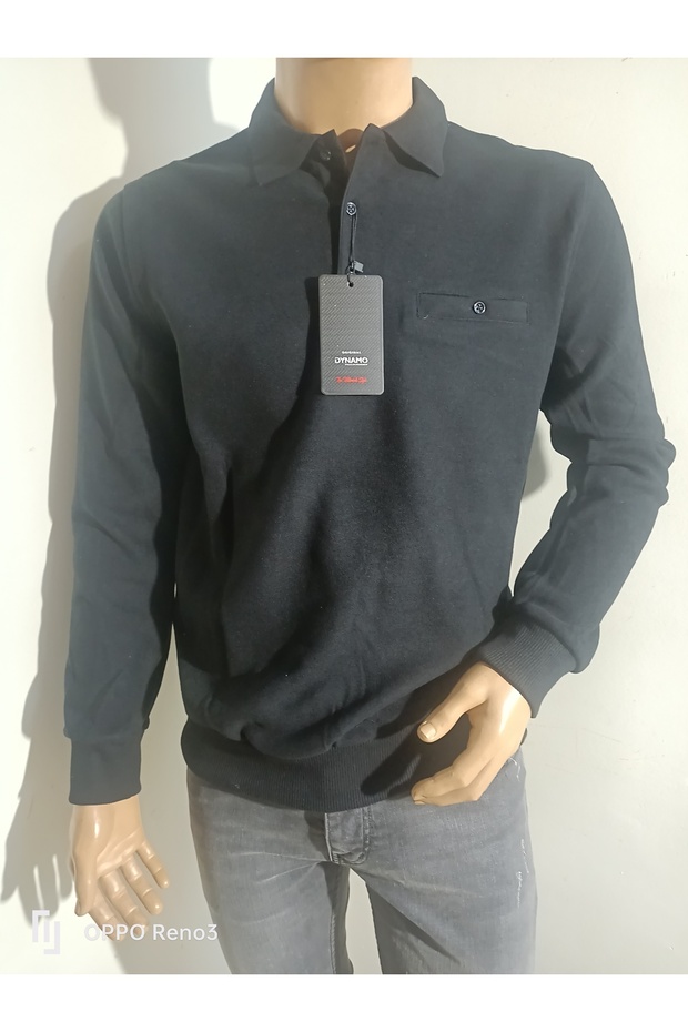 yakalı pamuklu cepli sweatshirt - 1