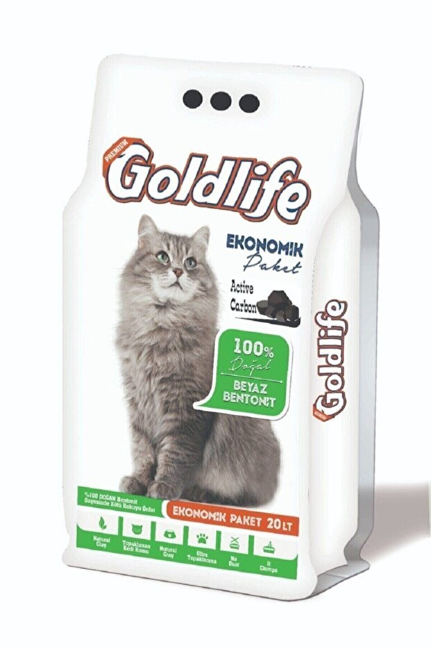 goldlife Ekonomik Paket Aktif Karbon Kedi Kumu 20 Lt
