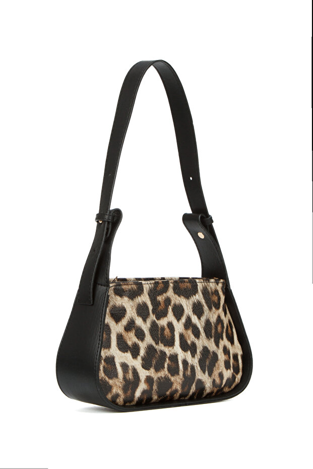 Geantă de umăr baguette din piele de căprioară pentru femei - leopard - 1