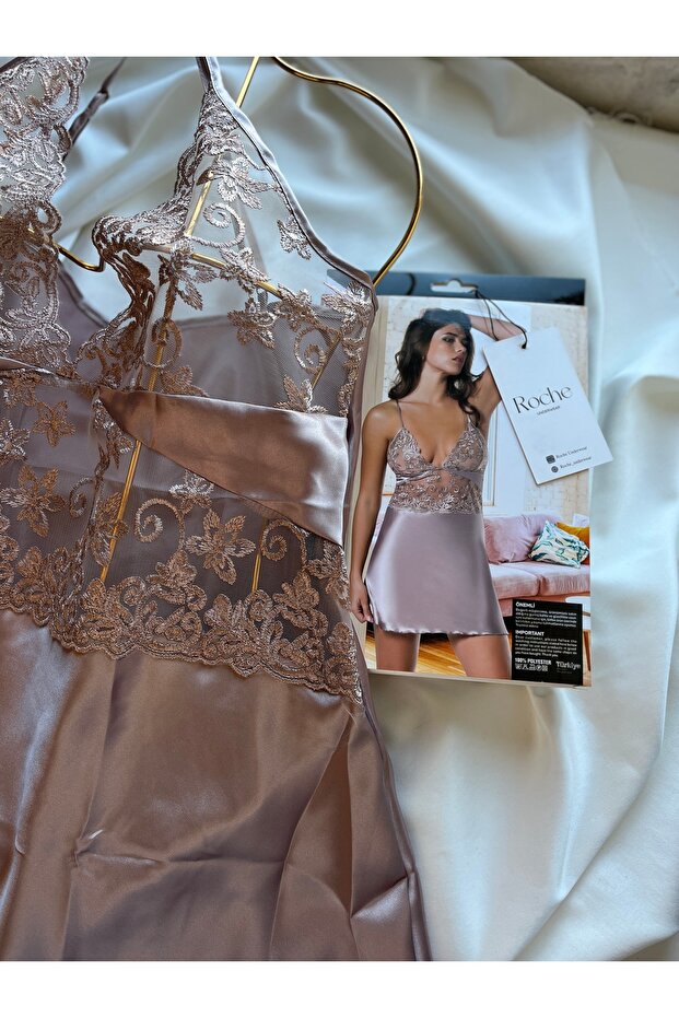 Pembe saten gecelik - 2